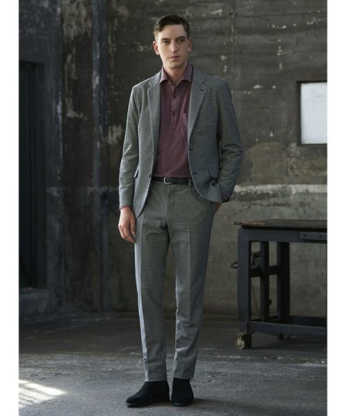 トリコットコーデュロイ千鳥格子プリントテーラードジャケット＜セットアップ対応＞ 