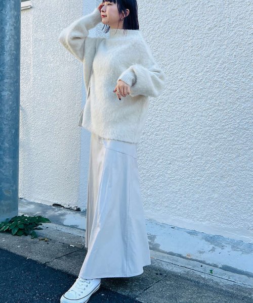 フェイクレザースカート 