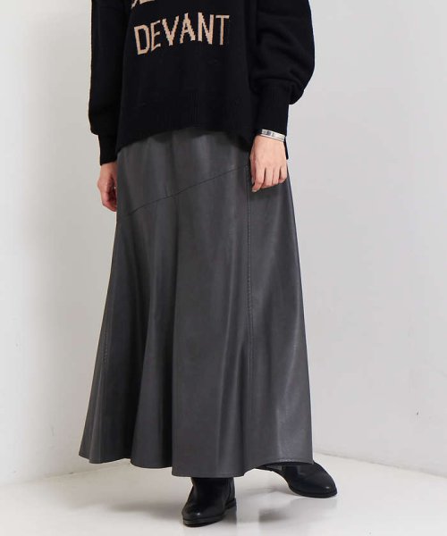 フェイクレザースカート 