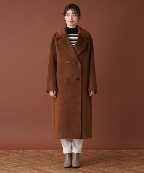 アルパカ混シャギーダブルコート 