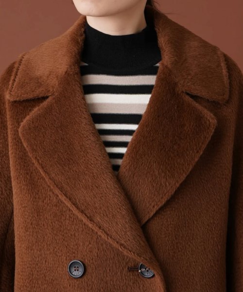 アルパカ混シャギーダブルコート 