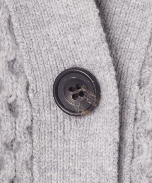 【杏さん着用/洗える】ウールカシミヤ アランパターン カーディガン #005
