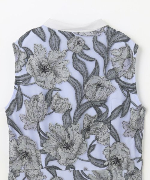 フラワー刺繍ミディドレス 