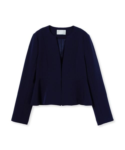 ネイビーノーカラーペプラムジャケット 予めご了承ください