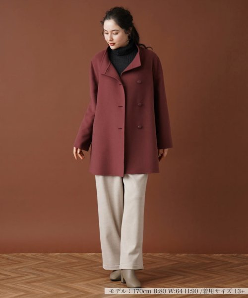 Leilian PLUS HOUSE(レリアンプラスハウス)/スタンドカラーラップコート【プラス企画】【LORO PIANA】/img01