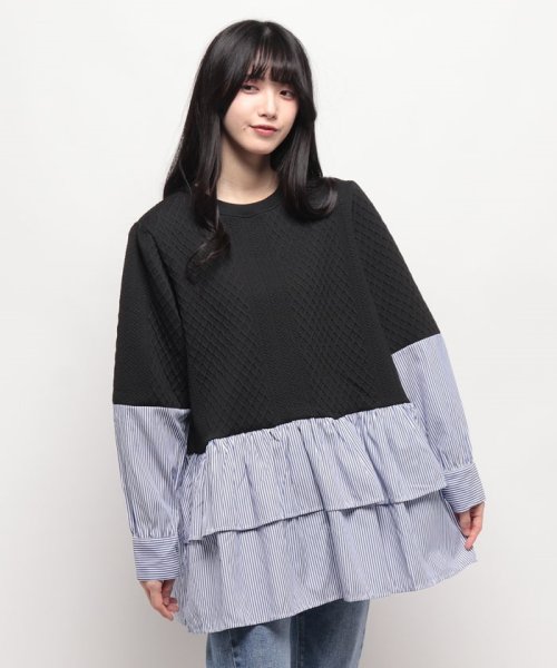 MAISON BREEZE(MAISON BREEZE)/【MAISON BREEZE】ドッキングトップス ペプラム ボリュームスリーブ ニット トップス クルーネック KNF037/img21