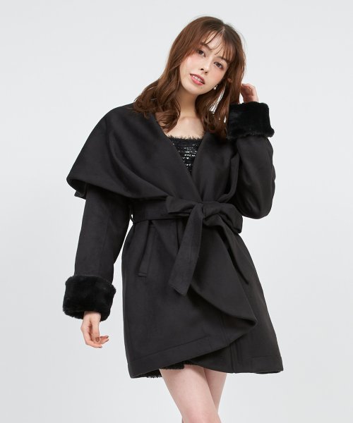 ファー付BIGカラーミドルコート 