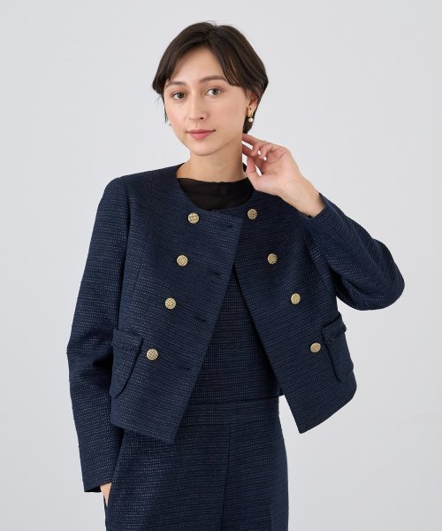 【Eternal Line 2024】メランジツイードノーカラー ジャケット Eternal Line なし