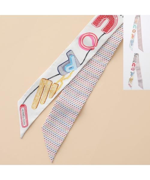 HERMES ツイリー スカーフ 853954S シルク ステッチ 刺繍 HERMES ツイリー スカーフ 853954S シルク ステッチ