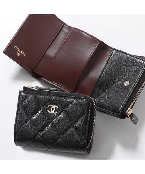 CHANEL 三つ折り財布 AP3177 B10583 マトラッセ キャビア