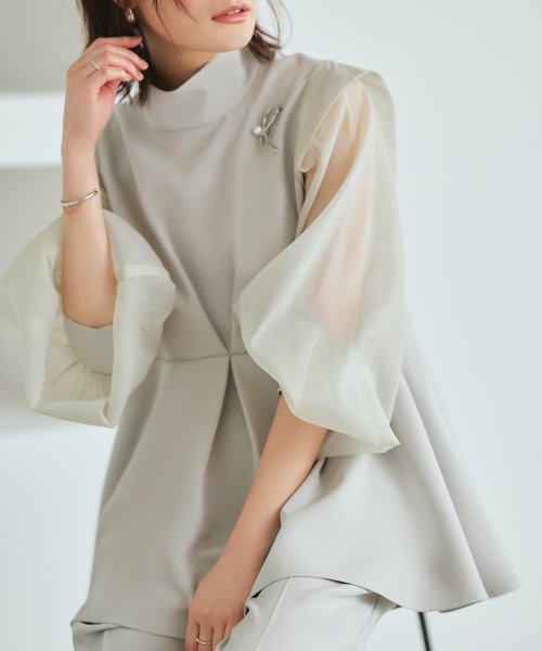 オーガンジースリーブタックフレアトップス＆シークレットゴム・スリムテーパードパンツ（ボウタイ付き）(PA1322) スリムテーパードパンツ ボウタイ付き PA1322 トップス パンツ オーガンジースリーブタックフレアトップス＆シークレットゴム Sleeve Tuck Flare Pants tapered 7号 9号 11号 13号 15号 17号 19号 95％　ポリウレタン