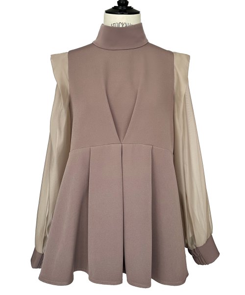 オーガンジースリーブタックフレアトップス＆シークレットゴム・スリムテーパードパンツ（ボウタイ付き）(PA1322) スリムテーパードパンツ ボウタイ付き PA1322 トップス パンツ オーガンジースリーブタックフレアトップス＆シークレットゴム Sleeve Tuck Flare Pants tapered 7号 9号 11号 13号 15号 17号 19号 95％　ポリウレタン