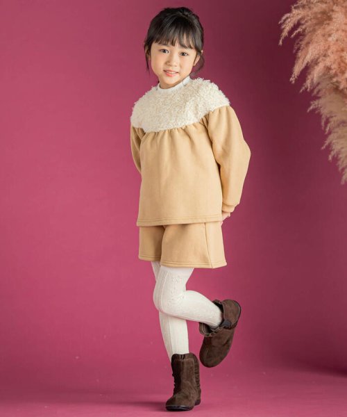 BeBe Petits Pois Vert(ベベ プチ ポワ ヴェール)/【店舗限定】裏起毛＋くるくるボアセットアップ(95~150cm)/img02