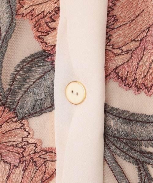 フラワー刺繍ミディドレス 