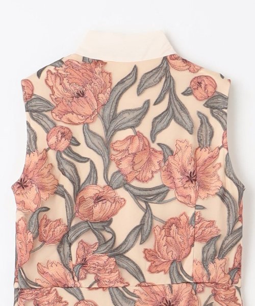 フラワー刺繍ミディドレス 