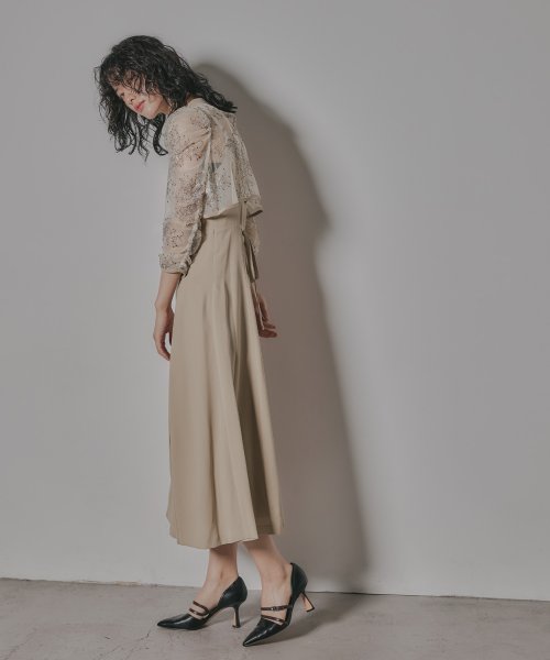 niana ニアナ 結婚式 ワンピース パーティードレス レース ボレロ キャミワンピ 2点セット シアー インナー レイヤード フレア ロング丈 ギャザー ボ ニアナ