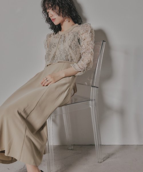 niana ニアナ 結婚式 ワンピース パーティードレス レース ボレロ キャミワンピ 2点セット シアー インナー レイヤード フレア ロング丈 ギャザー ボ ニアナ