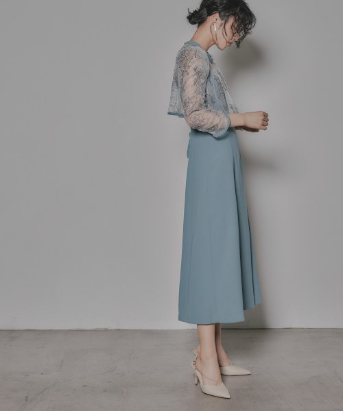 niana ニアナ 結婚式 ワンピース パーティードレス レース ボレロ キャミワンピ 2点セット シアー インナー レイヤード フレア ロング丈 ギャザー ボ ニアナ