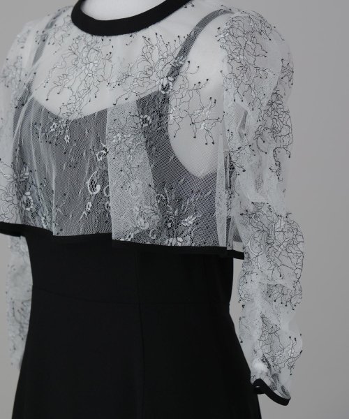 niana ニアナ 結婚式 ワンピース パーティードレス レース ボレロ キャミワンピ 2点セット シアー インナー レイヤード フレア ロング丈 ギャザー ボ ニアナ