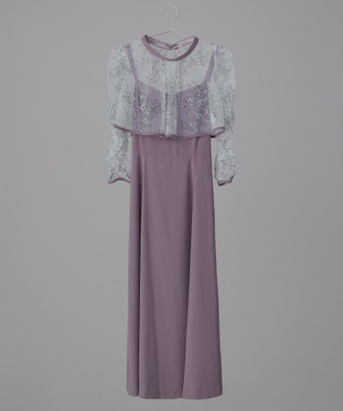 niana ニアナ 結婚式 ワンピース パーティードレス レース ボレロ キャミワンピ 2点セット シアー インナー レイヤード フレア ロング丈 ギャザー ボ ニアナ