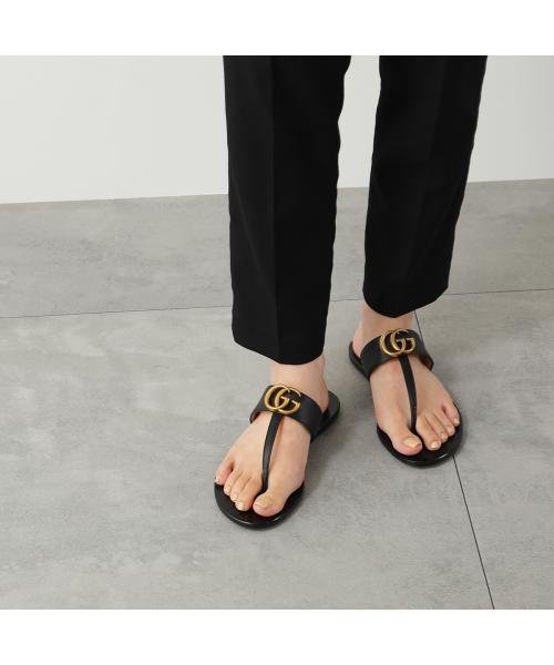 セール】GUCCI トングサンダル 497444 A3N00 レザー ダブルG(505776572 