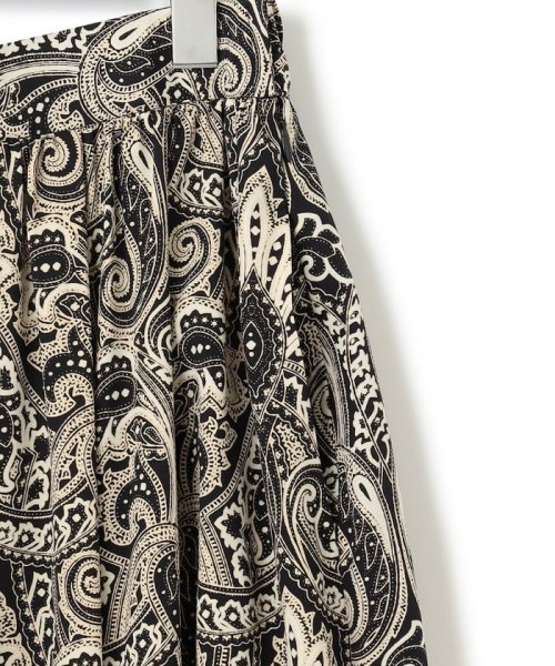 杏さん着用/洗える】フレンチペイズリーデシン ティアードスカート  