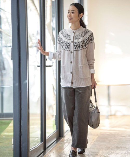 【洗える】FAIR ISLE 求心編み カーディガン 