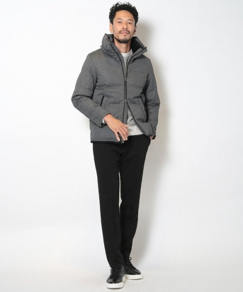 マイクロブロックチェックボリュームネックダウン 