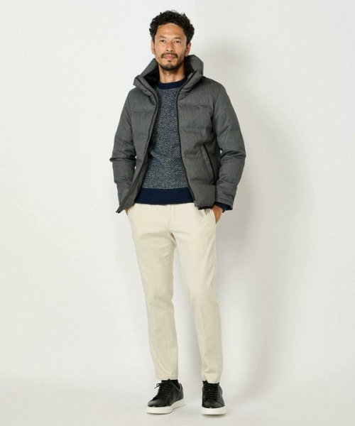 マイクロブロックチェックボリュームネックダウン 