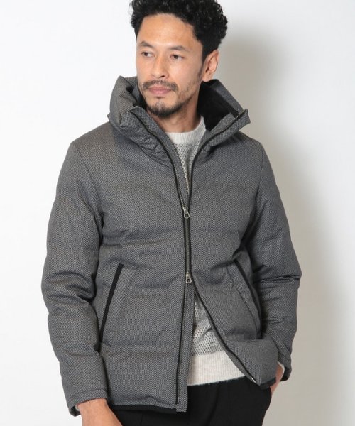 マイクロブロックチェックボリュームネックダウン 