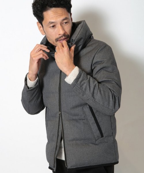 マイクロブロックチェックボリュームネックダウン 