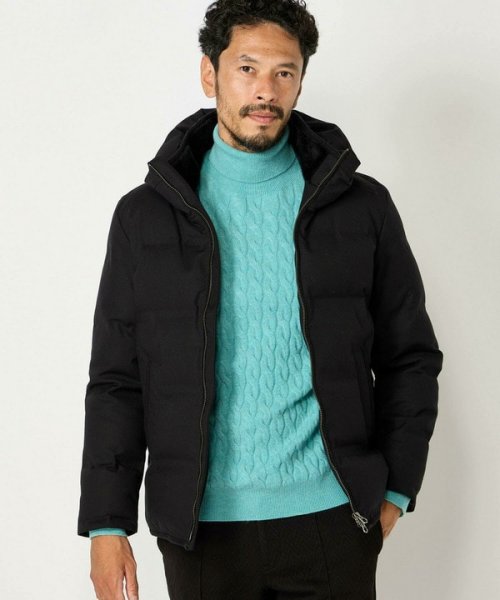 マイクロブロックチェックボリュームネックダウン 