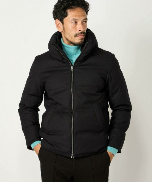 マイクロブロックチェックボリュームネックダウン 