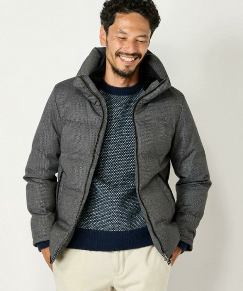 マイクロブロックチェックボリュームネックダウン 