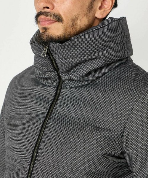 マイクロブロックチェックボリュームネックダウン 