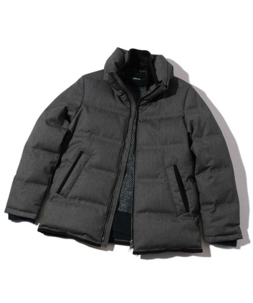 マイクロブロックチェックボリュームネックダウン 