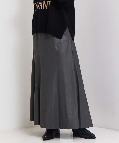 フェイクレザースカート 