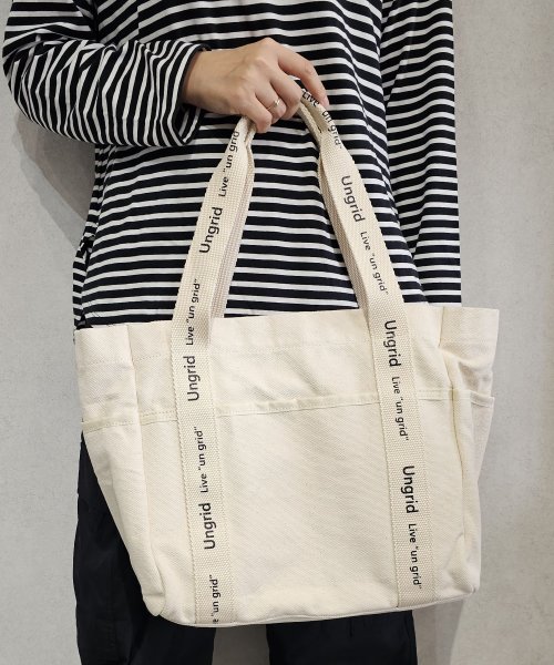 UNGRID bag(アングリッド　バッグ)/キャンバス ロゴテープ　大容量　ラージトートバッグ/img09