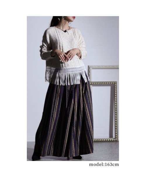 Sawa a la mode(サワアラモード)/アートフルを着飾る裾フリンジ長袖ニット/img09