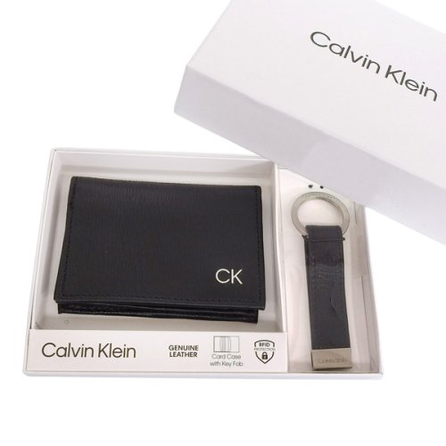 Calvin Klein(カルバンクライン)/CALVIN KLEIN カルバンクライン 二つ折り カード ケース 名刺入れ キーホルダー セット レザー/img01