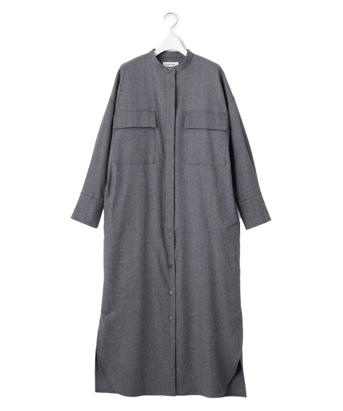 【ナーニ】完売品　【SACRA】ウィンシークロス シャツワンピース　グレー cd013-94430-01b.jpg?basethum=225