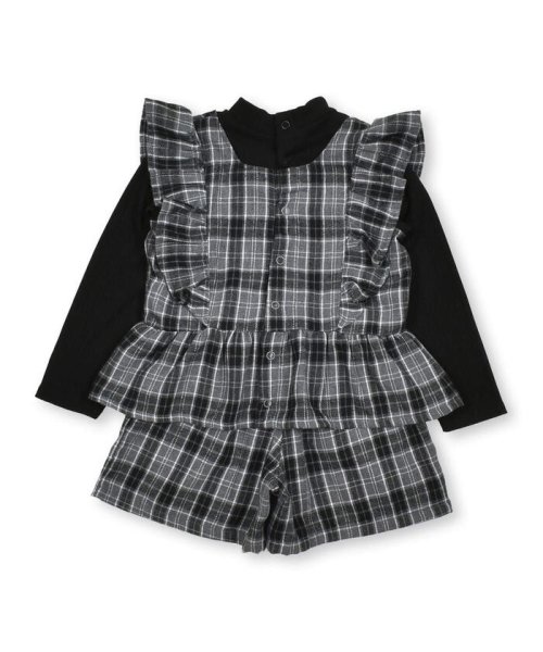 BeBe Petits Pois Vert(ベベ プチ ポワ ヴェール)/【店舗限定】リブ＆チェック柄レイヤード風フリルセットアップ(95~150cm)/img15