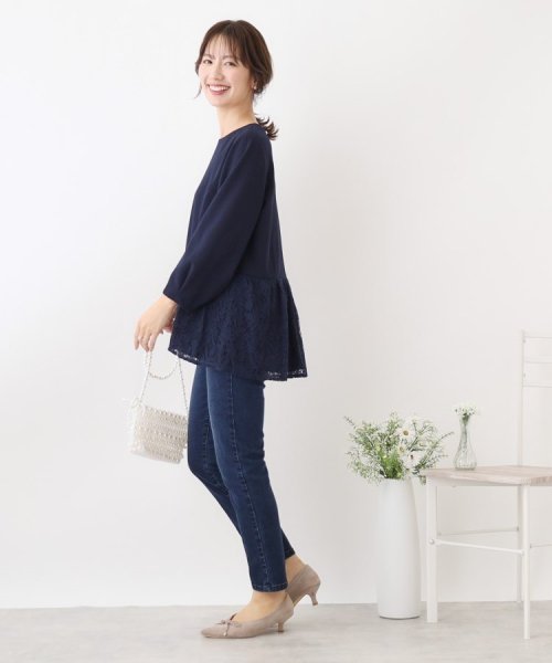 【セットアイテム/セレモニー/ONOFF兼用】レース切替ペプラム×テーパードパンツSET 人気・おすすめ｜使いやすい・旅行におすすめ 品質保証 全国発送 在庫限り