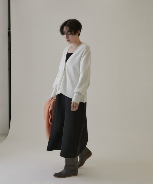 リブVネックカーディガン －CreamyCotton /クリーミーコットン－ Creamy Cotton クリーミーコットン ■モデル身長 着用サイズ