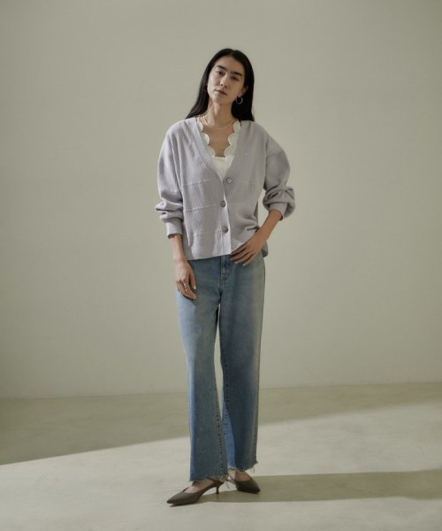 リブVネックカーディガン －CreamyCotton /クリーミーコットン－ Creamy Cotton クリーミーコットン ■モデル身長 着用サイズ