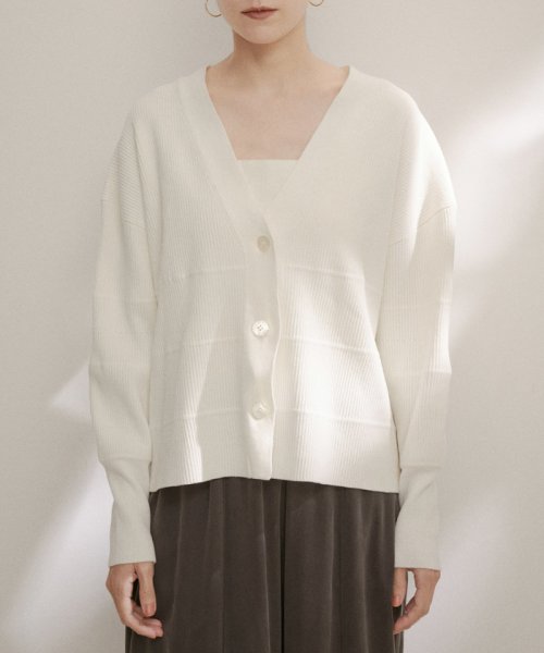 リブVネックカーディガン －CreamyCotton /クリーミーコットン－ Creamy Cotton クリーミーコットン ■モデル身長 着用サイズ