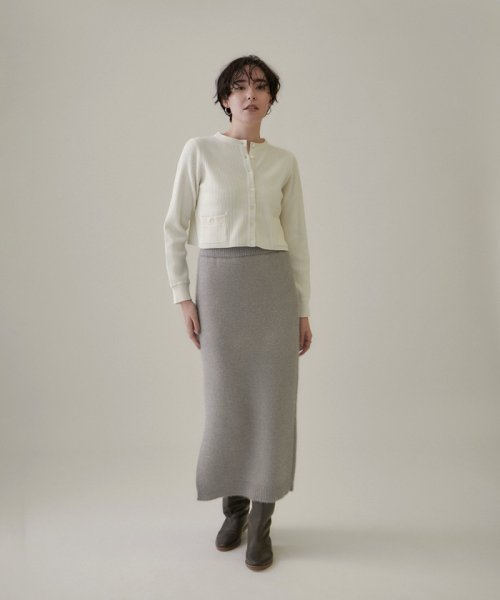 リブクルーネックショートカーディガン －CreamyCotton /クリーミーコットン－ Creamy Cottonのクルーネックカーディガン Cotton クリーミーコットン ■モデル身長 着用サイズ