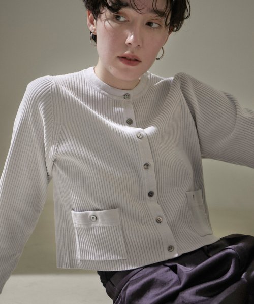 リブクルーネックショートカーディガン －CreamyCotton /クリーミーコットン－ Creamy Cottonのクルーネックカーディガン Cotton クリーミーコットン ■モデル身長 着用サイズ