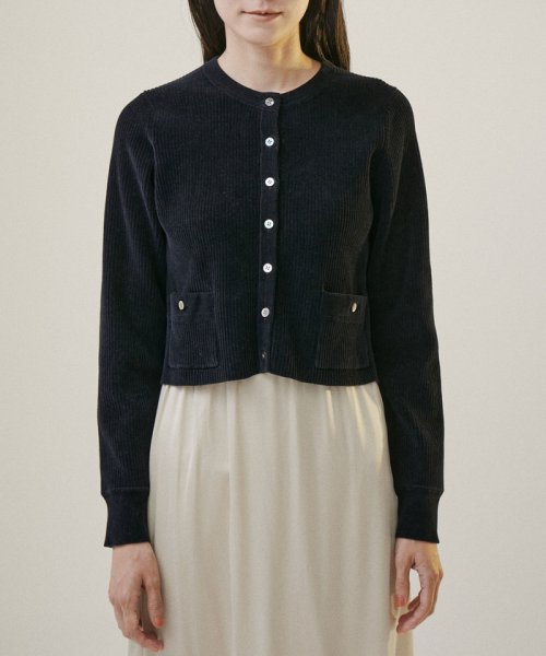 リブクルーネックショートカーディガン －CreamyCotton /クリーミーコットン－ Creamy Cottonのクルーネックカーディガン Cotton クリーミーコットン ■モデル身長 着用サイズ