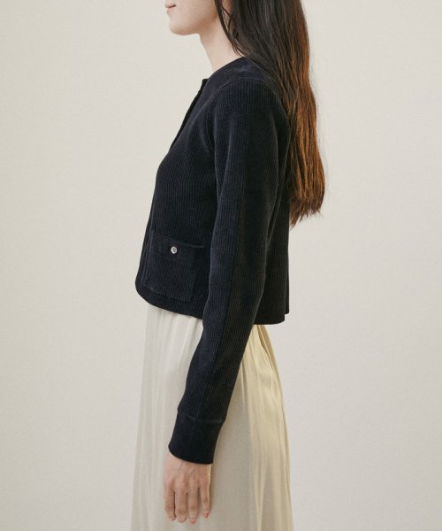 リブクルーネックショートカーディガン －CreamyCotton /クリーミーコットン－ Creamy Cottonのクルーネックカーディガン Cotton クリーミーコットン ■モデル身長 着用サイズ